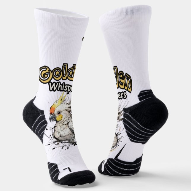 Radiant Cockatiel | Elegant Bird Painting Socks (Angled)