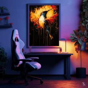 Radiant Contemporary Expressionist Hummingbird Poster