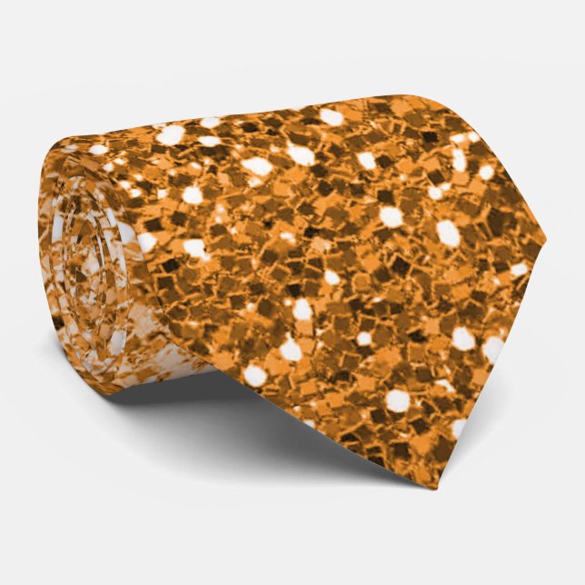 Radiant Copper Gold Glitter Shimmer Neck Tie (Rolled)