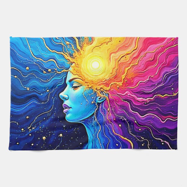 Radiant Cosmic Mind Awakening Kitchen Towel (Horizontal)