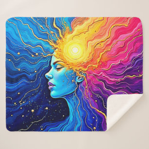 Radiant Cosmic Mind Awakening Sherpa Blanket