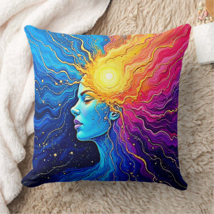 Radiant Cosmic Mind Awakening Throw Pillow