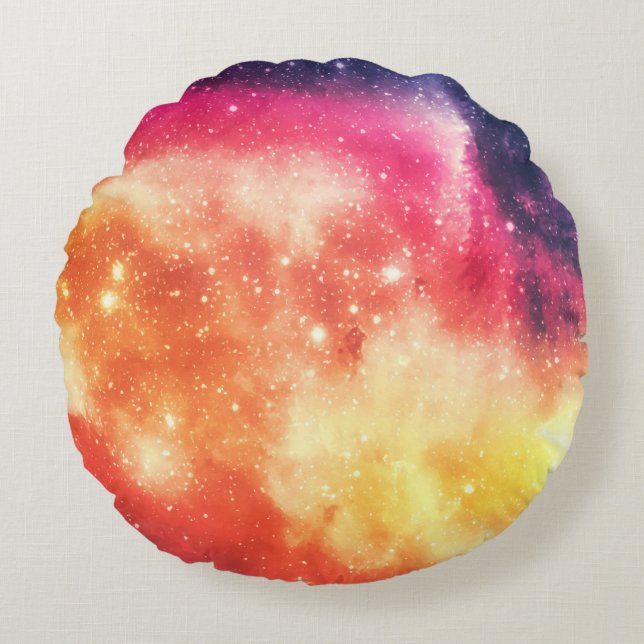 Radiant Cosmic Nebula Round Pillow (Front)