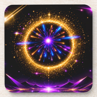 Radiant Cosmic Portal | Neon Galaxy Stretched Canv Coaster
