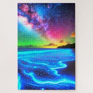 Radiant Cosmic Shoreline Scene Jigsaw Puzzle