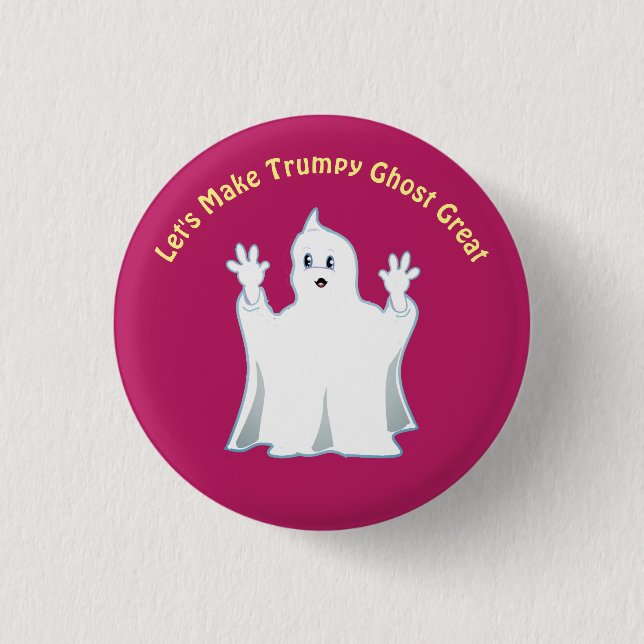 Radiant Cute Trumpy Ghost 1 Inch Round Button (Front)