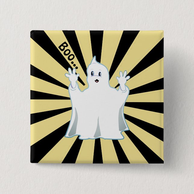 Radiant Cute Trumpy Ghost 2 Inch Square Button (Front)