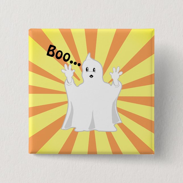 Radiant Cute Trumpy Ghost 2 Inch Square Button (Front)
