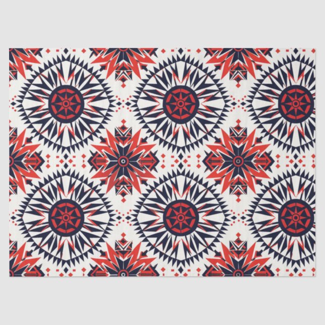 Radiant Cyan "Cosmic Interlock" Pattern Tissue Pap Paper (Front)