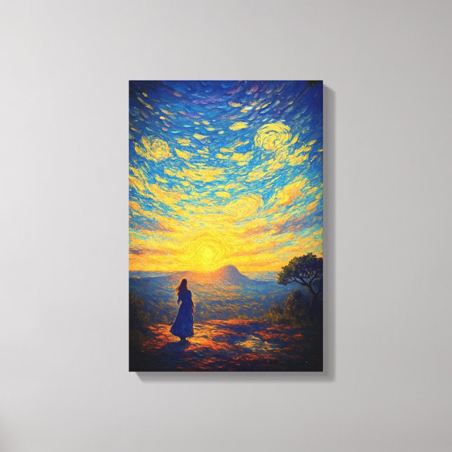 Radiant Dawn at Pha Chanadai – Van Gogh Style Canvas Print (Front)