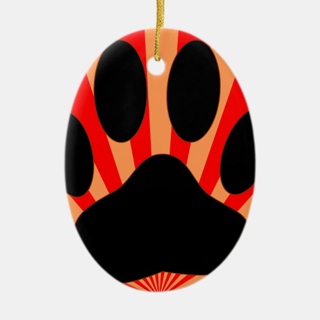 Radiant Dog Paw Print Ceramic Ornament (Front)
