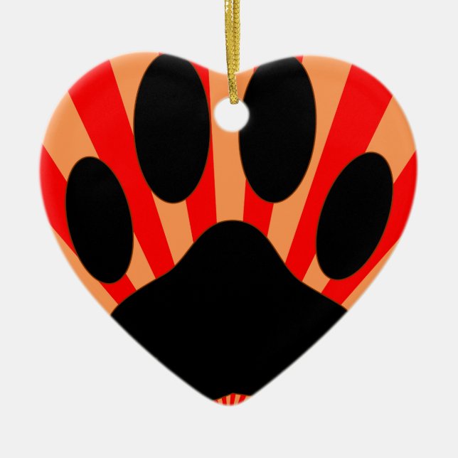 Radiant Dog Paw Print Ceramic Ornament (Front)