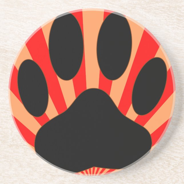 Radiant Dog Paw Print Coaster (Front)