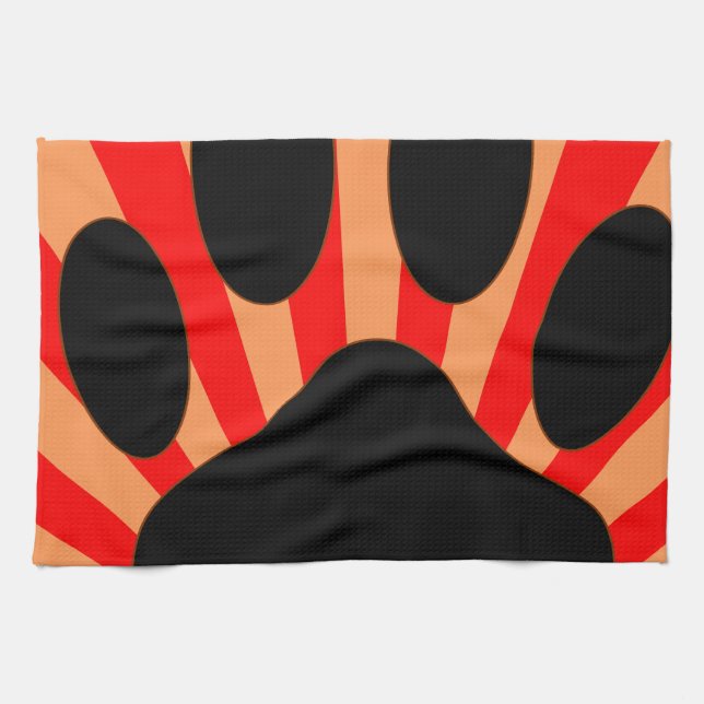 Radiant Dog Paw Print Kitchen Towel (Horizontal)