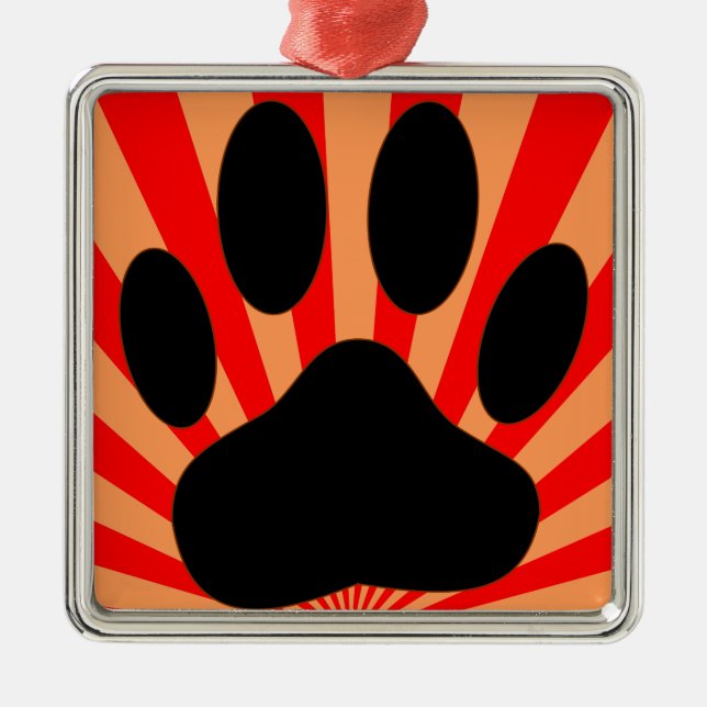 Radiant Dog Paw Print Metal Ornament (Front)