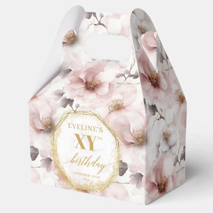 Radiant dusty pink boho watercolor 50th birthday favor box