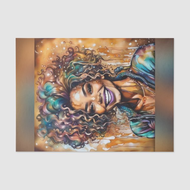 Radiant Ebony Oil Slick Queen Decoupage Paper (Front)
