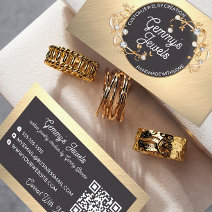 Radiant Elegant Gold Black Custom Jewellery Crafte Business Card