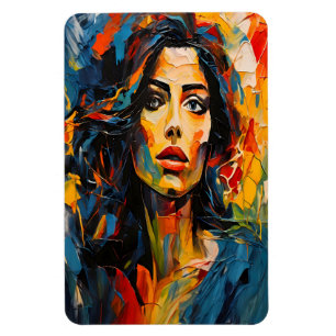 Radiant Expressionist Portrait Art Magnet