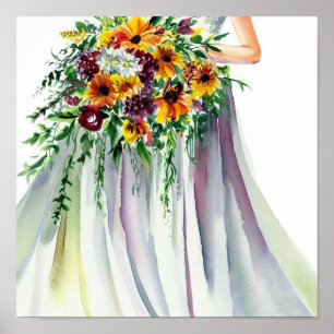 Radiant Fall, Bridal Cascading Bouquet 1, Poster