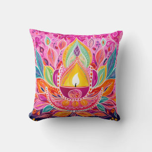 Radiant Festivities: A Dazecore Celebration Throw Pillow