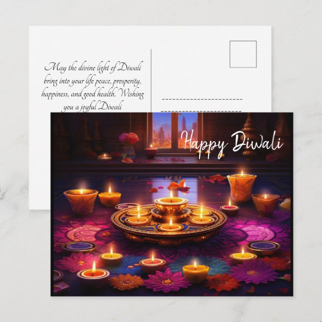 Radiant Festivities: A Diwali Celebration Postcard (Front/Back)