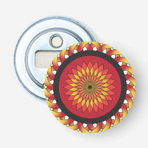 Radiant Fiery Red Orange Yellow Sunflower Bottle Opener