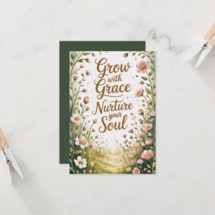Radiant Floral Burst Grow With Grace Quote Card
