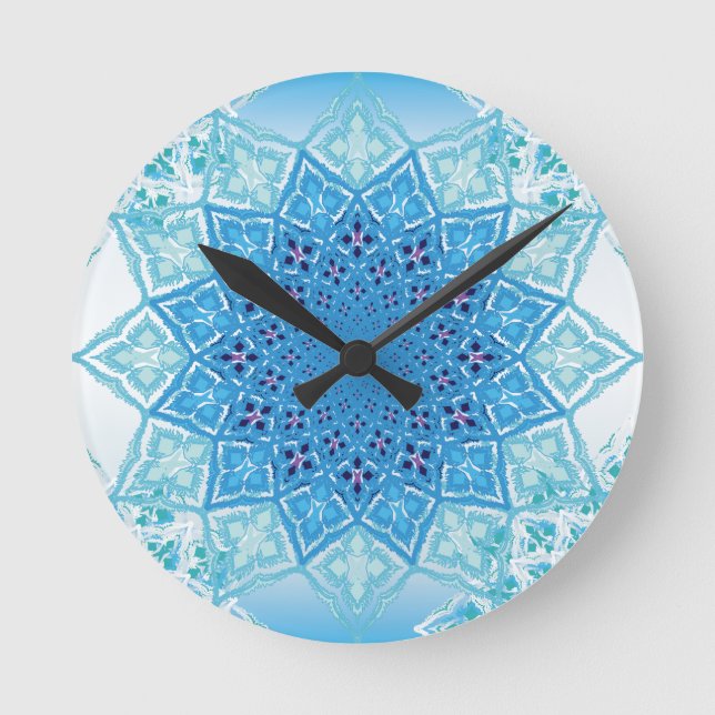 Radiant Floral Mandala Wall Clock (Front)
