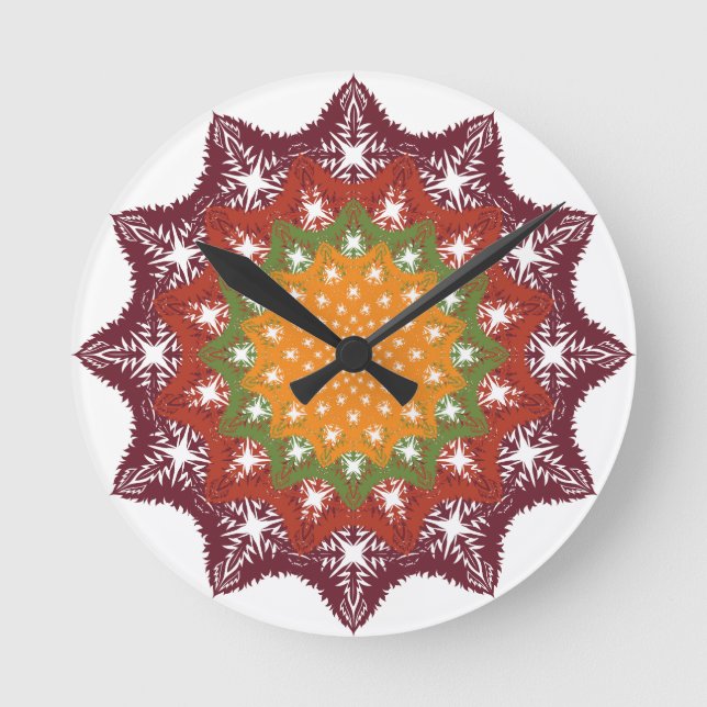 Radiant Floral Mandala Wall Clock (Front)