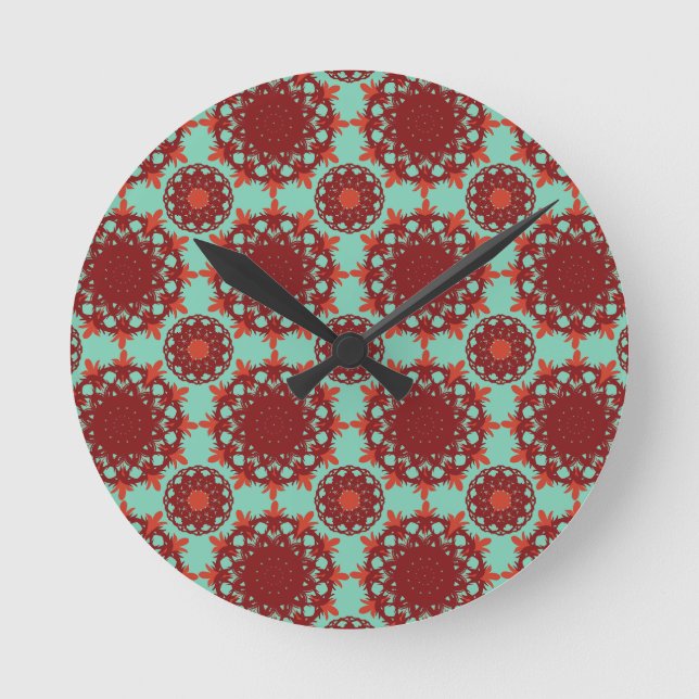 Radiant Floral Mandala Wall Clock (Front)
