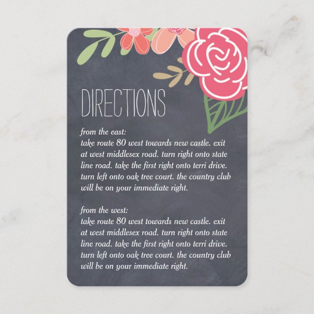 Radiant Florals Wedding Directions Cards (Front)