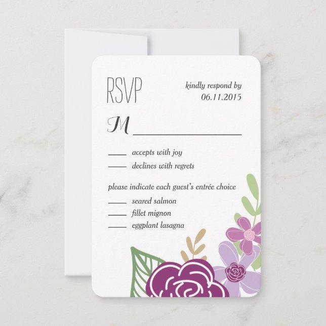 Radiant Florals Wedding Response / RSVP Cards (Front)
