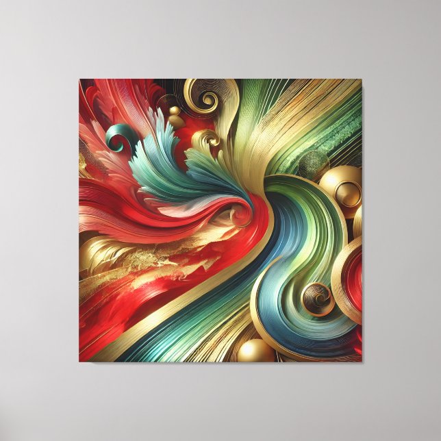 Radiant Flow – Abstract Gold and Colourful Canvas (Front)