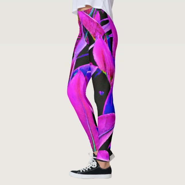 Radiant Foliage Elegance Pattern Leggings (Left)