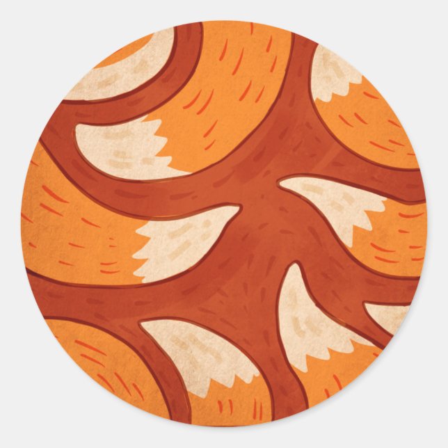 Radiant Fox - Animal Pattern Illustration Classic Round Sticker (Front)