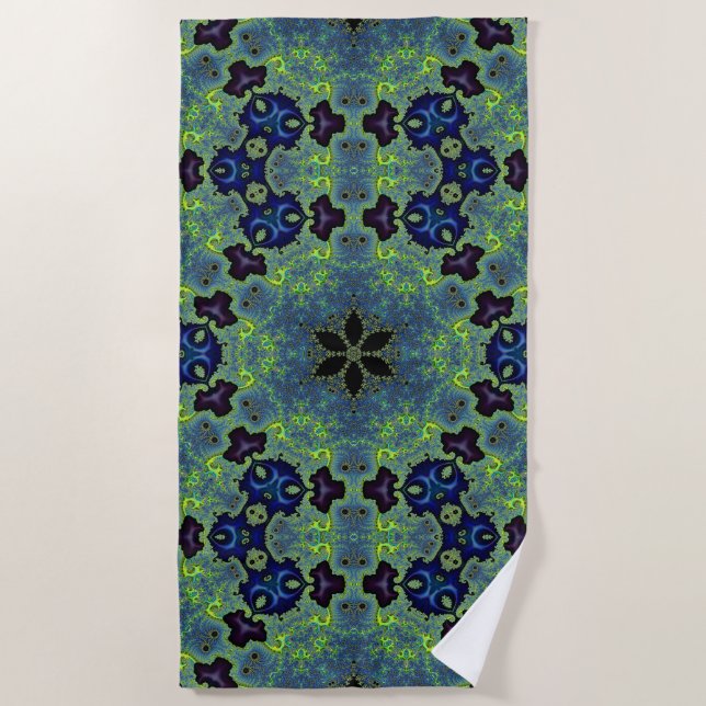 Radiant Fractal Symphony Beach Towel (Front)