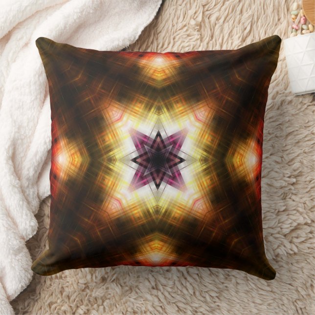 Radiant Geometric Starburst with Abstract Light Throw Pillow (Blanket)