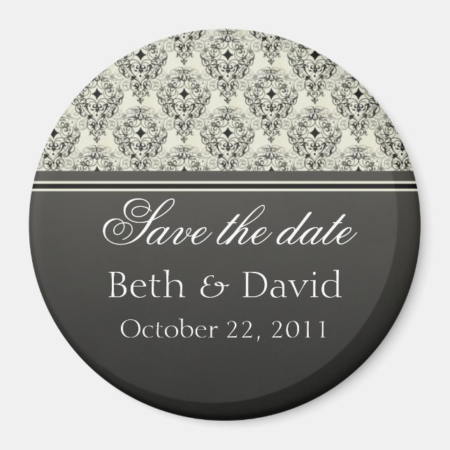 Radiant Glam Damask Save the Date Magnet (Front)