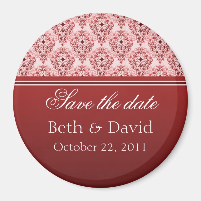 Radiant Glam Damask Save the Date Magnet (Front)