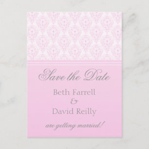 Radiant Glam Damask Save the Date Postcard