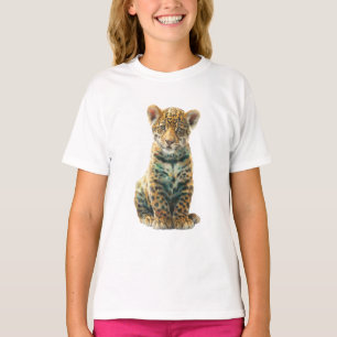 Radiant Glimmer Jaguar Cub Digital Portrait Art T-Shirt