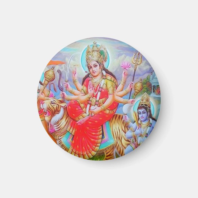 Radiant Goddess Durga Ji Painting Magnet (Front)
