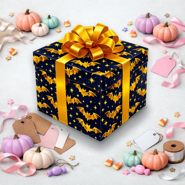Radiant Gold Bat Pattern  Wrapping Paper (Creator Uploaded)