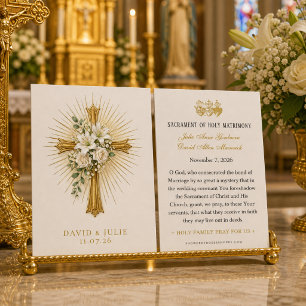 Radiant Gold Cross Wedding Blessing Prayer