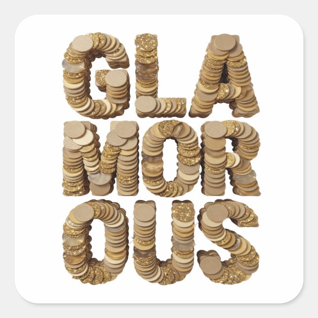 Radiant Gold GLAMOROUS Decal Design Square Sticker (Front)
