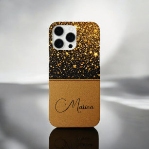 Radiant Gold Sparkle (Glitter-Leather) iPhone 16 Pro Max Case