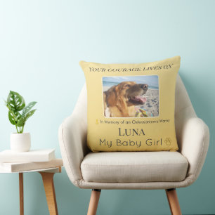 Radiant Golden Osteosarcoma Pet Tribute Throw Pillow