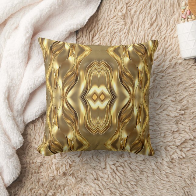 Radiant Golden Pattern Throw Pillow (Blanket)