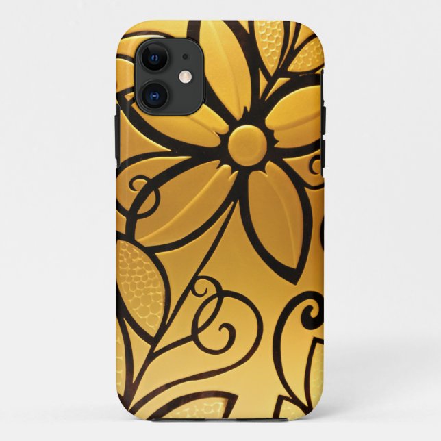Radiant Golden Yellow Floral Design Case-Mate iPhone Case (Back)
